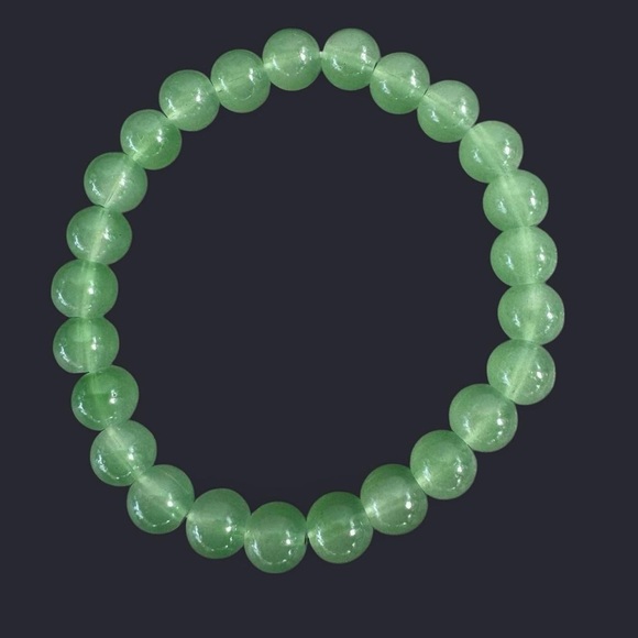 Green Glass Bead Bracelet 8mm - Picture 1 of 1